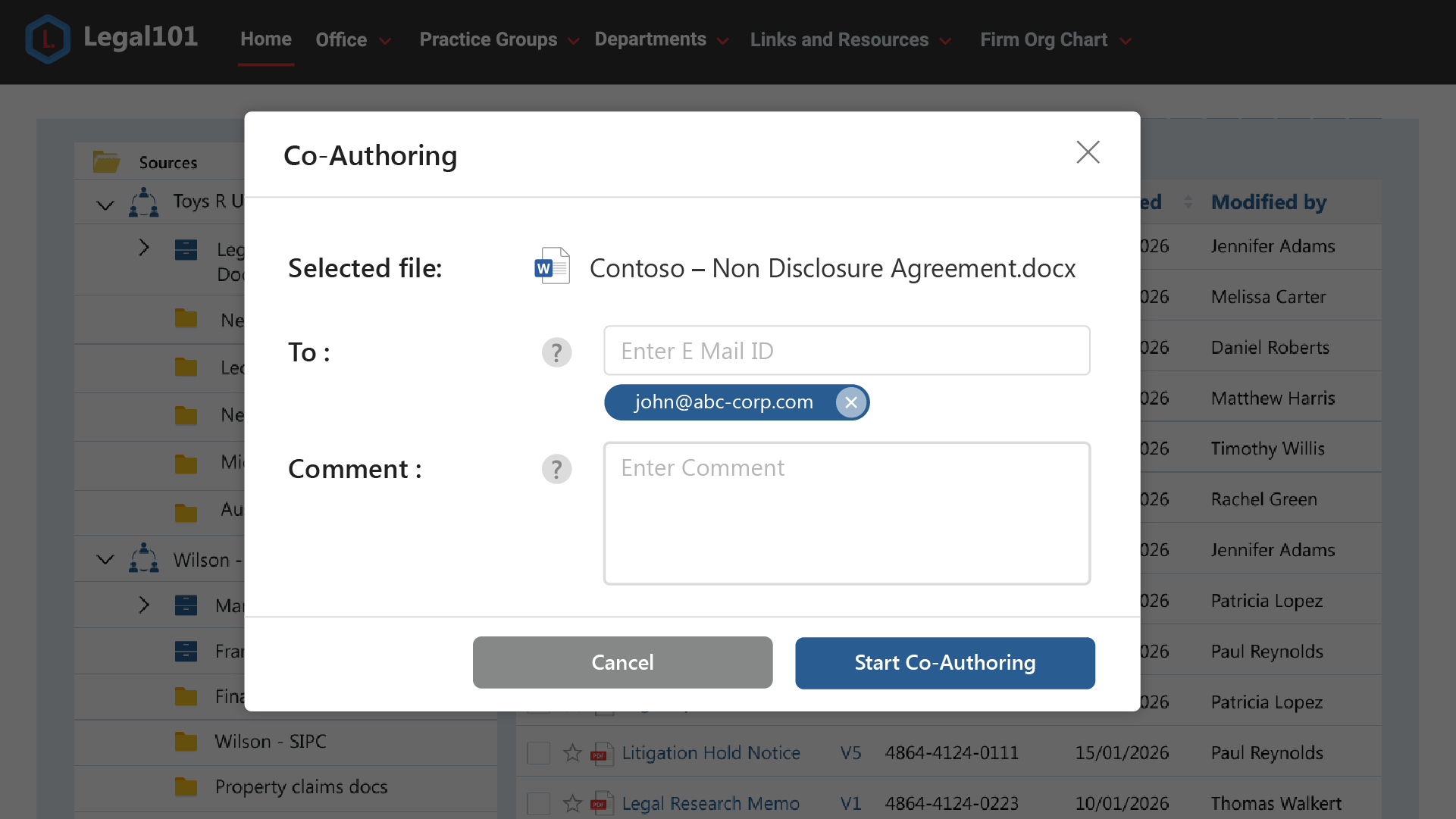 Document Sharing Without Email